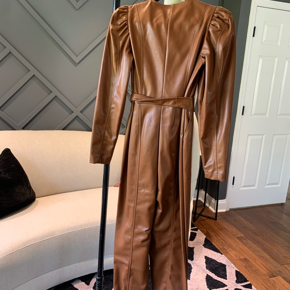 Culpos x INC  small faux leather brown jumpsuit